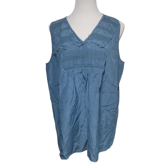 J Jill Sleeveless Shell Womens XL Tank Top Silk Blend Teal‎ Casual Ladies - Picture 1 of 10